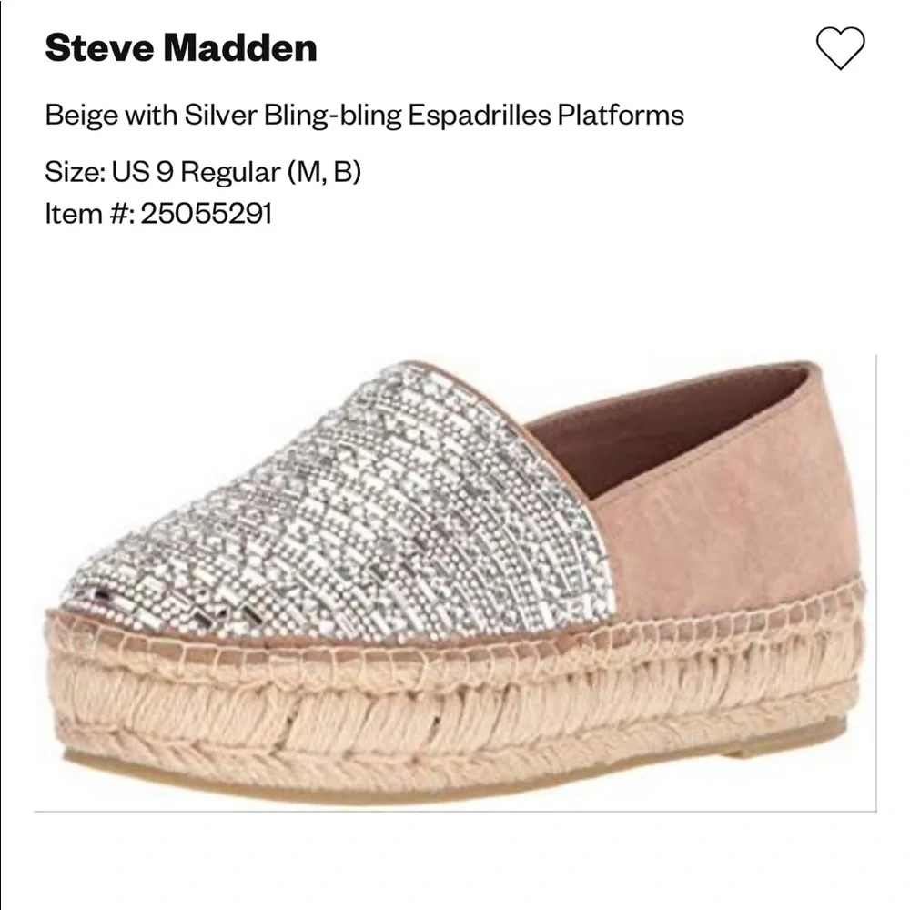 Steve Madden Blush Pink Espadrille Slip-On with Beaded Upper - Picture 6 of 7